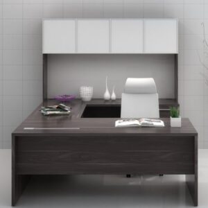 HLS Grey Steel Modern Desk With Glass