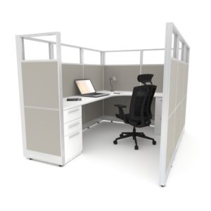 office cubicle with high walls