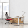 Adjustable desk with lateral-file and cabinet