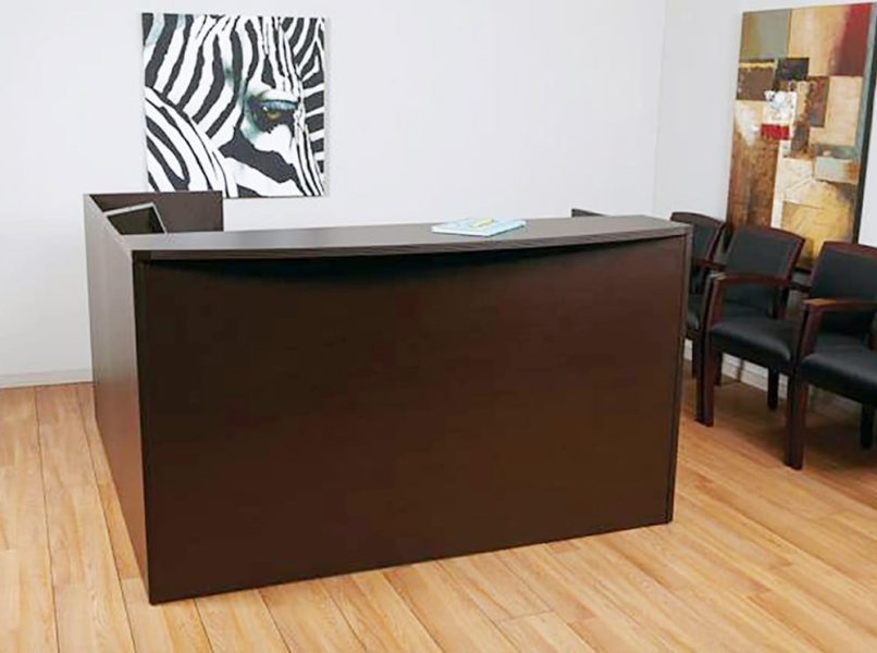 Mahogany Laminate Reception Station Available at Arnold's