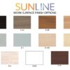 Sunline Work Surface Options Available