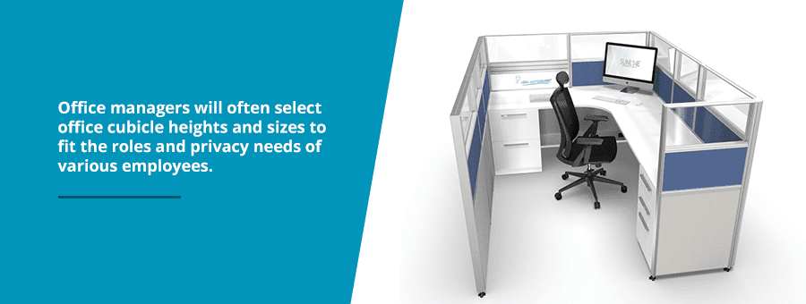 Modern blue and white office cubicle illustration
