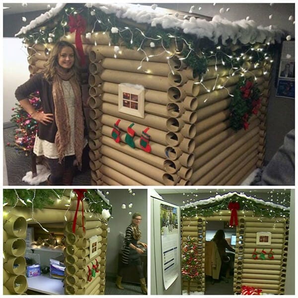 Minneapolis Woman Transforms Her Cubicle Into a Christmas Log