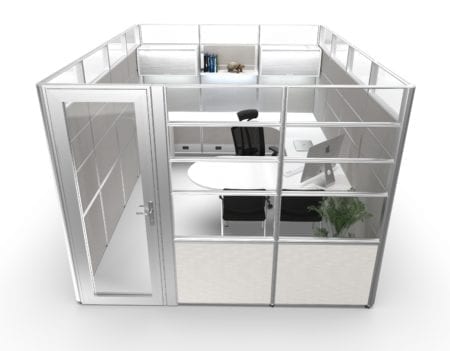 light gray 9'x12' - 82.5 inch high private office cubicle