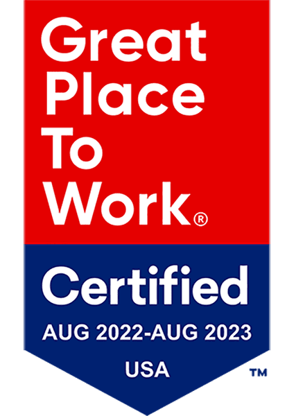 Great place to work certified Aug 2022 to Aug 2023 in USA.