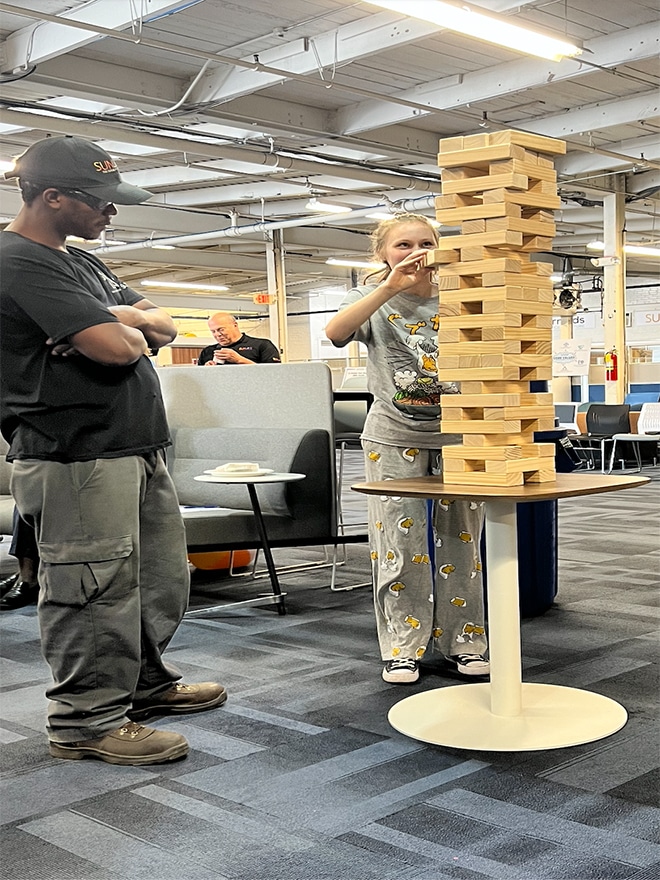 Our Jenga tournament was a hit! The winner walked away with a smile and prize!