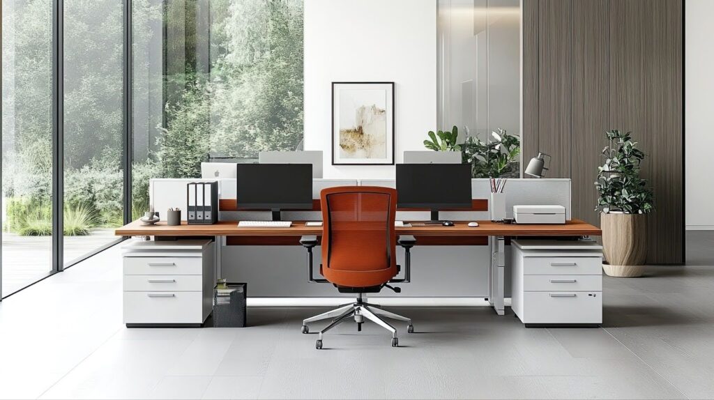 cubicle with biophilic dividers